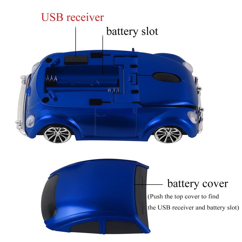 elec Space Usbkingdom 2.4GHz Wireless Mouse Cool 3D Sport Car Shaped Ergonomic Optical Cordless Mice with USB Receiver for PC Laptop Computer Notebook 1600DPI Blue - Image 3